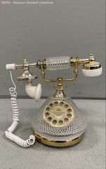 Vintage Columbia CR-34G Crystal Dial Telephone Push Button Gold Tone Desk Phone