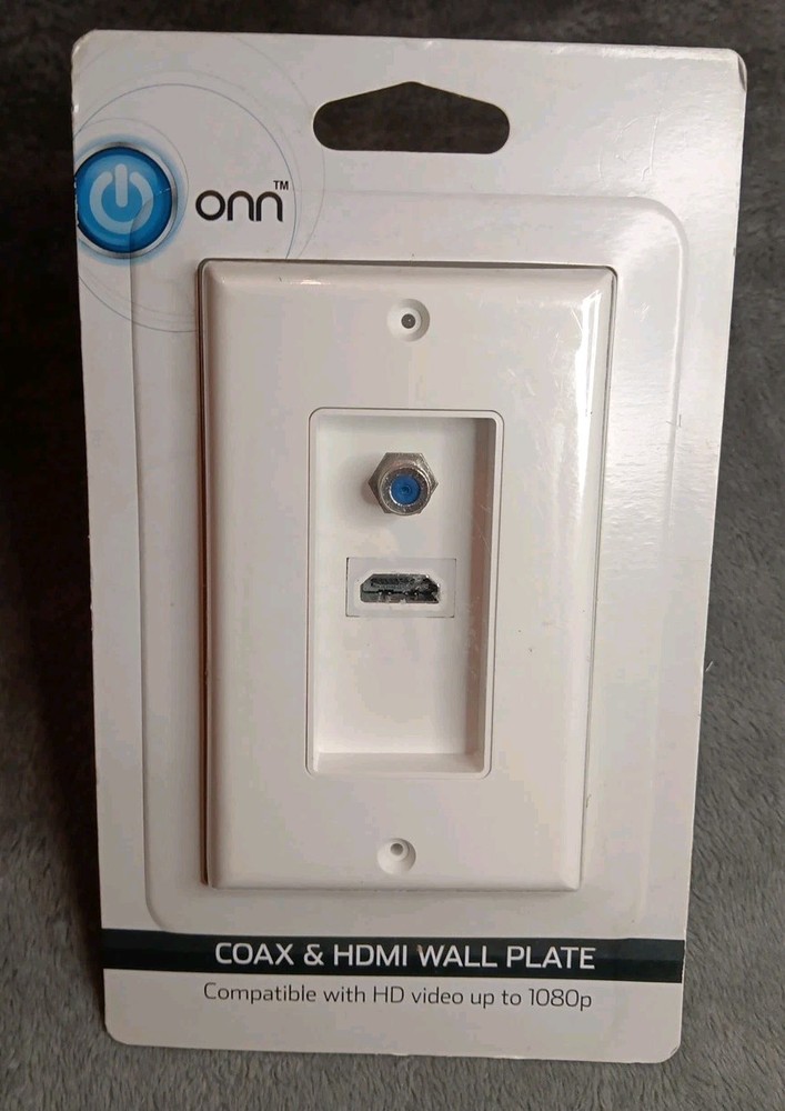 Coax & HDMI Wall Plate Single Gang Compatible Video Up To 1080p White