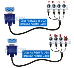 High-Quality 6 FT RGB/H+V to D-Sub 15-Pin VGA Video Adapter Cable with 4 BNC Con