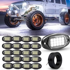 12/16/20/24 Pods Pure White LED Rock Lights, Underglow Underbody Glow Lights Kit