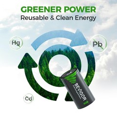 BEVIGOR Rechargeable D Batteries, High Capacity 10000mAh NiMH D Cell Batterie…