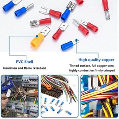 102/300X Assorted Insulated Spade Electrical Wire Connectors Crimp Terminals Kit