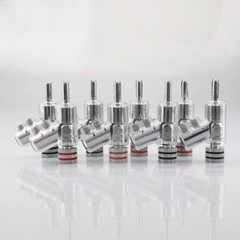 8PCS Hi-End Rhodium / Gold Plated Lock Banana Plug Audio Speaker Cable Connector