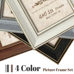 4×6 Picture Frames Set of 4, Rustic Farmhouse Photo 4×6, Assorted colors
