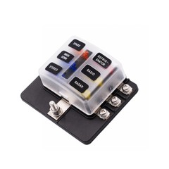 1X 6 Way 12V-32V Car Marine Fuse Box Block Holder W/ 12PCS Blade Fuses Red Light