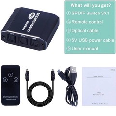 3 in 1out Aluminum Spdif Toslink Optical Digital Audio Splitter Switch Hub NEW