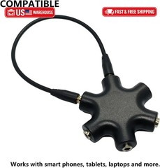 5-Jack Audio Headphone Splitter 5 Way for 3.5mm Devices Multi Earphone Splitter