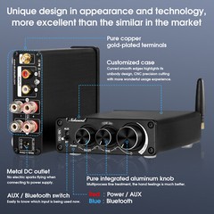 200-Watt Bluetooth 5.0 Stereo Audio 2 Channel Amplifier Hi-Fi Speaker Power Amp