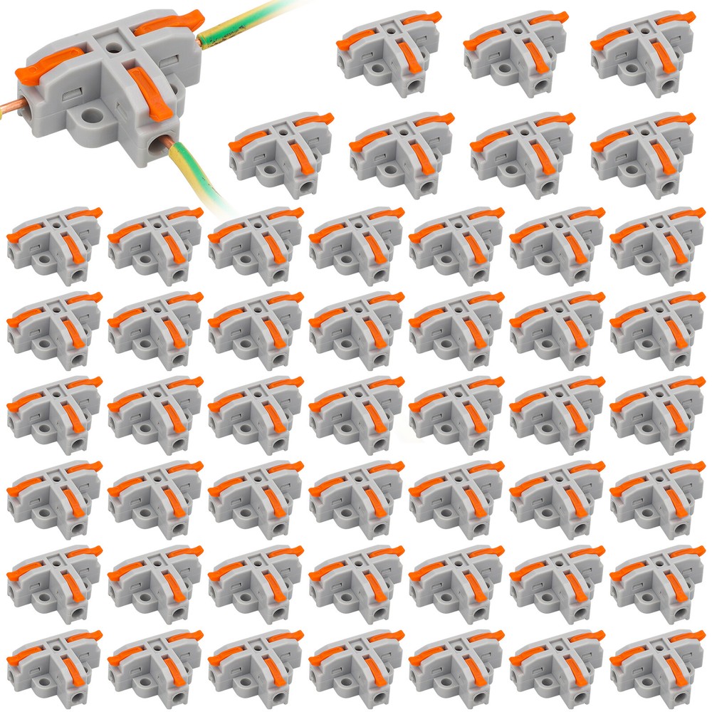 50Pcs Wire Conductor Connectors T-Tap Lever Electrical Wire Connectors 28-12AWG