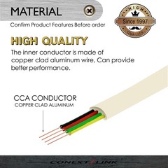 Conext Link RJ11 6P4C Modular Telephone Extension Cable Phone 15 Feet, beige
