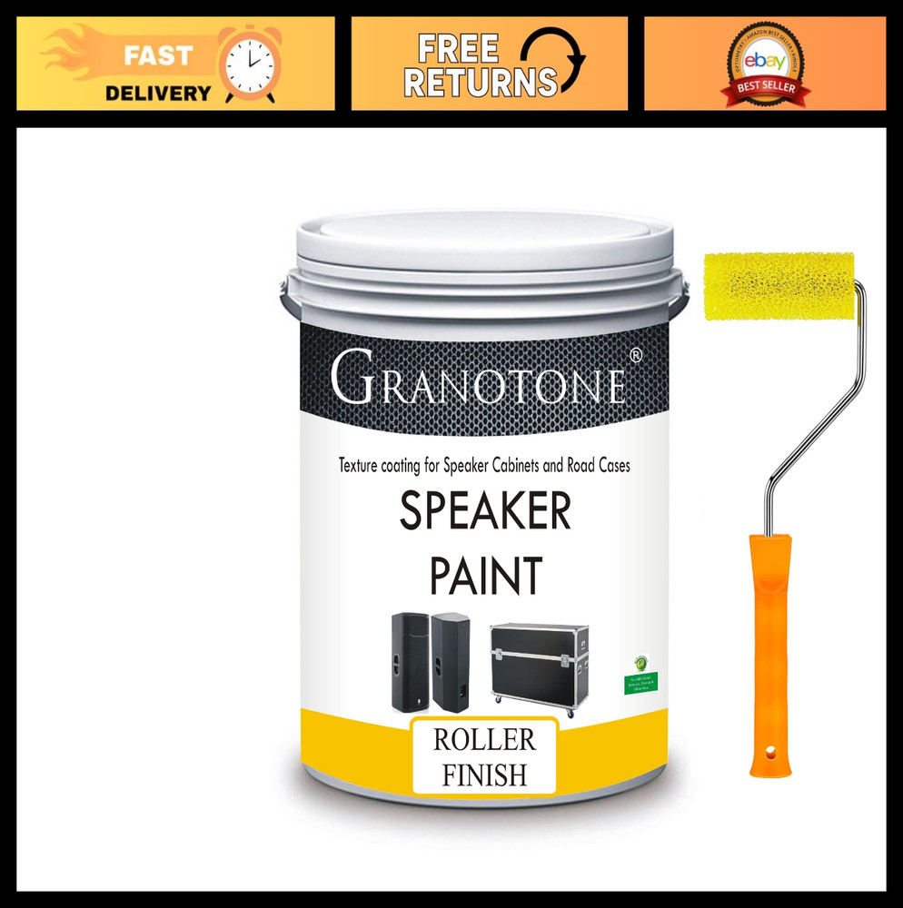 Black Speaker Paint 1 Quart & 4″ Textured Roller Set – Water-Based Cabinet Coati
