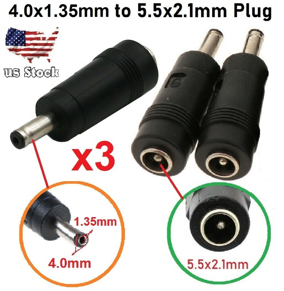 x3 Copper DC Power Connector 5.5mmx2.1mm Female to 4.0mmx1.35mm Male Adapter (G)