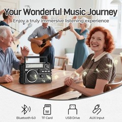 Portable Radio Dual-Antenna AM FM SW Bluetooth USB Rechargeable – Easy to Use