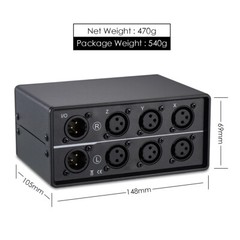 3 Way Audio Mechanical Switcher XLR Balanced Passive Selector Splitter Box Black