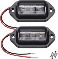 2PCS Xenon White LED License Plate Light – 12V-24V DC Waterproof 6-SMD Lamp Tail
