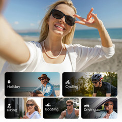 WeariQ Bluetooth Smart Glasses Black Audio Sunglasses Polarized Ear Speaker