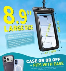 2 Pack IPX8 Waterproof Phone Pouches, fits phones up to 8.9 inches