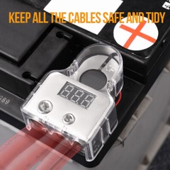 Heavy Duty 2x Car Battery Terminal Clamps Voltmeter Fit SAE Top Post 0/4/8 Gauge