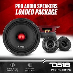 DS18 PRO-X6.4BMPK 6.5″ Car Speakers & Tweeter Package Midrange Speaker Pro Audio