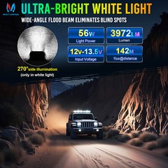 2X 4 inch 56W LED Work Light Bar Pods Flood Beam Off Road Truck Pods Fog Lamps
