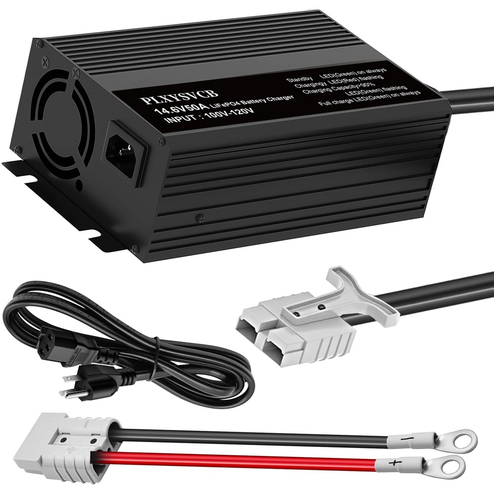 14.6V 50A LiFePO4 Battery Charger, 14.6V 50A Lithium Battery Charger for 12.8…