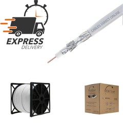 RG6 500FT Cable Bulk Coaxial Wire Quad Shield 18AWG White Coax Satellite TV