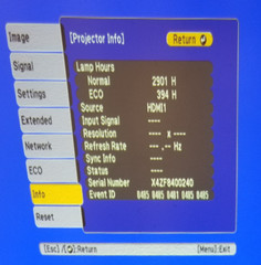 Epson PowerLite 980W 2,901 HOURS W/REMOTE AND POWERCORD