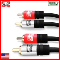 2-RCA to 2-RCA Cable Male Stereo Audio Patch Coaxial Cord L/R Gold Plated Plug