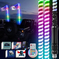 3FT/4FT LED Whip Lights COB Chips RGB Chasing Spiral Antenna for Can-Am ATV UTV