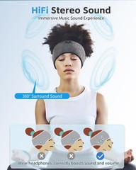 Sleep Headphones Bluetooth 6.0 Headband, 3-IN-1 Sleeping Headband Gery