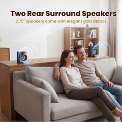 Bobtot Small Subwoofer Home Theater for TV Surround System 5 black and gold