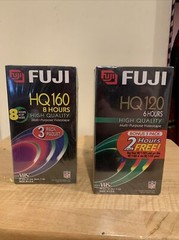 5 Pack Plus 3 PackFuji HQ 160 VHS, Up To 8 Hours Recording Time Factory Sealed