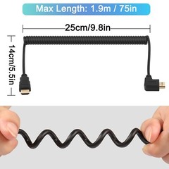 Right Angle HDMI Spring Cable 4K 60Hz HDMI to HDMI Adapter Male Cord for Camera