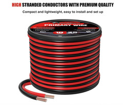 18 AWG 25FT Automotive Electrical Wire 2 Conductor Red Black Primary Speaker CCA