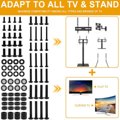 Universal TV Mounting Screws Hardware Kit with Box, Includes M4 M5 M6 M8 (Black)