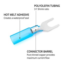 Heat Shrink Fork #10 M5 Stud Wire Spade Crimp Terminals Connectors AWG22-10 US