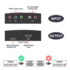 Component to Hdmi Converter, YPbPr + R/L Audio to HDMI Converter Aluminum All…