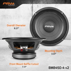 4x PRV Audio 8MB450-4 v2 Midbass Car Audio 8″ Speakers 4 Ohm 8MB PRO 1800 Watts