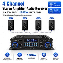 1200W Bluetooth Stereo Amplifier for Home Theater & Karaoke/-~-