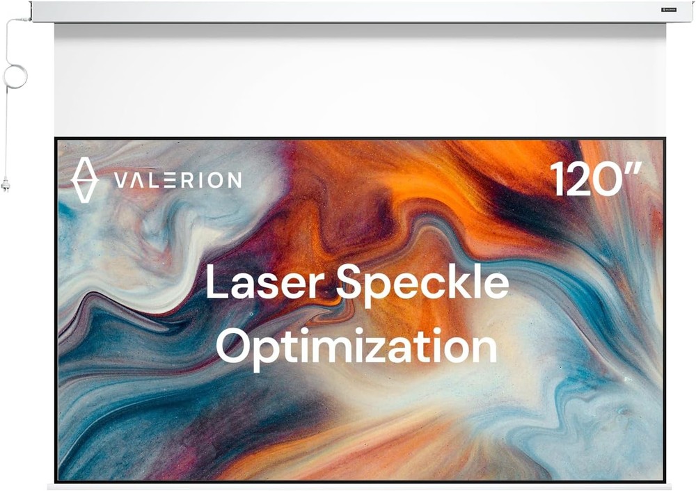 Valerion 120″ PureVision Motorized Screen, 4K/8K UHD, Laser Speckle Reduction