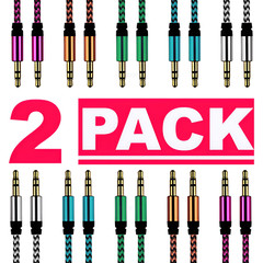 2PCS AUX Cable 3.5mm Jack Male to Male Stereo Audio Cord for PC iPod Car iPhone