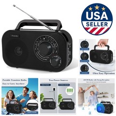AM/FM Portable Radio, Easy to Use, Wall or Battery Operated for Home & Outdoor