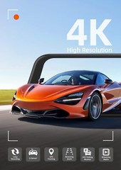 WOLFBOX 4K12” Free SD Dual Mirror Dash Dash Cam Parking Monitoring Cameras