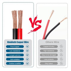 10 Gauge Wire 2 Conductors Copper Wire, 10 AWG Battery Cable Oxygen Free Copper