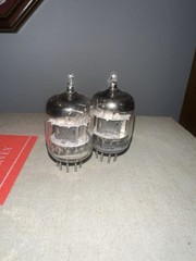 Matched Pair GE 6386 Five-Star Red Letter Vacuum Tubes Made in USA Fairchild