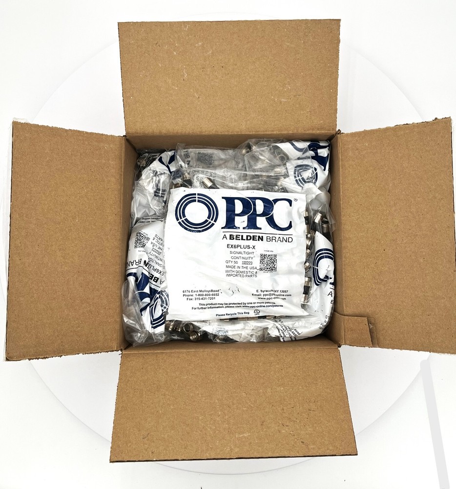 Case OF 1000 PPC BELDEN EX6PLUS Universal Compression Connector Indoor Outdoor