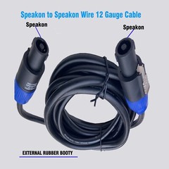 2-Pack 15 Ft Speakon to Speakon Cable 12 Gauge AWG Wire Audio PA Speaker Cables