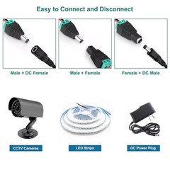 X20 12V DC Male+Female Power Connector 5.5×2.1mm Power Jack Plug Adapter for LOT