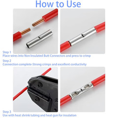 100PCS 22-18 AWG Non Insulated Butt Connectors, Seamless Bare Copper Crimp Splic