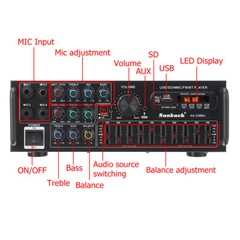 2000W Digital Power Amplifier bluetooth Stereo HiFi Audio USB SD FM Car Home